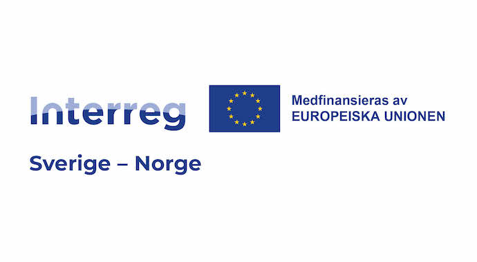 Blå och vit logga för interreg med EU-flagga